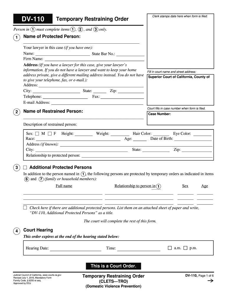 Get and Sign File a Tro San Mateo County 2016-2022 Form