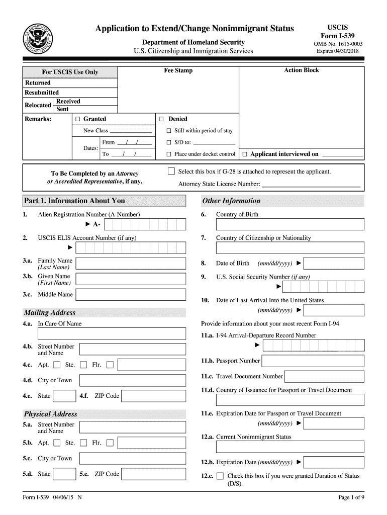 I 539 Form