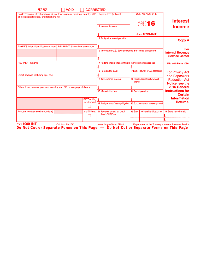 2016 1099-INT form