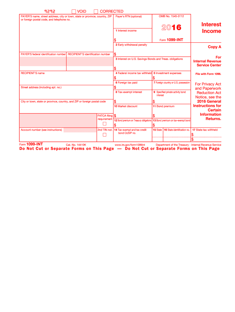  1099 Int Form 2016