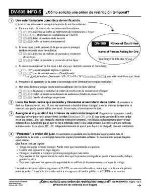 DV 505 INFO How Do I Ask for a Temporary California Courts Courts Ca  Form