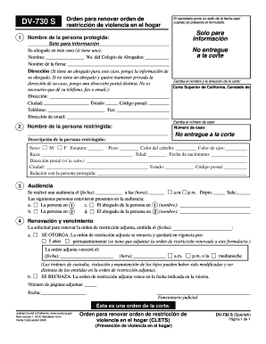 DV 730 Order to Renew Domestic Violence California Courts Courts Ca  Form