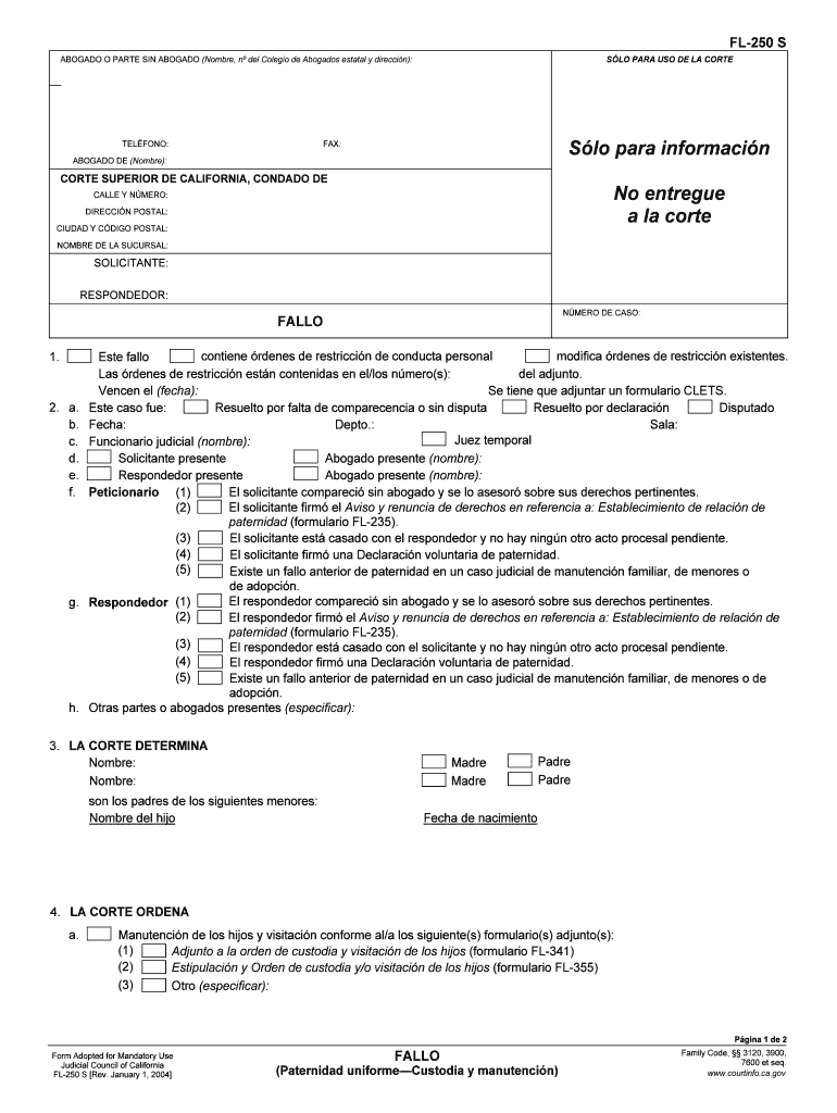  Fl 250s Form 2004