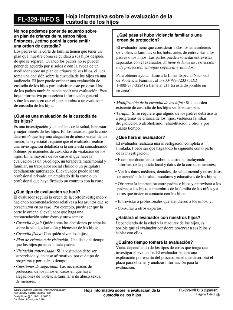 FL 329 INFO S California Courts Courts Ca  Form