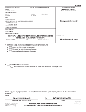 FL 358 S Confidential Response to Request for Special Immigrant Juvenile Findings Spanish Judicial Council Forms