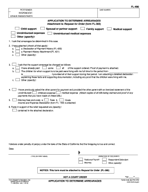  FL 490 Application to Determine Arrearages  California Courts 2013