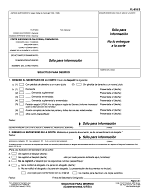 S Lo Para Informaci N No Lo Entregue a La Corte California Courts Courts Ca