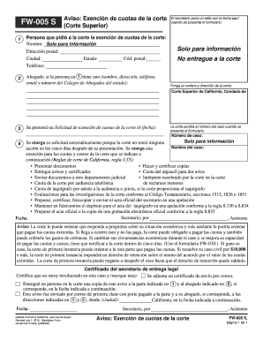  FW 005 Notice Waiver of Court Fees and Costs California Courts Courts Ca 2015