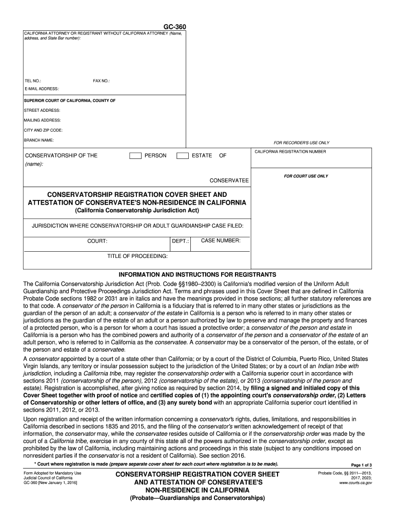 California Conservatorship Residence  Form