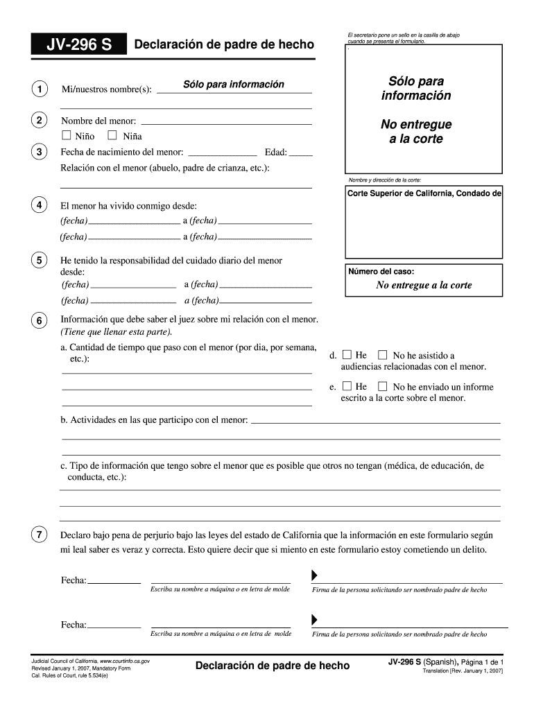 JV 296 S V3 100606 Mc Ofm California Courts Courts Ca  Form