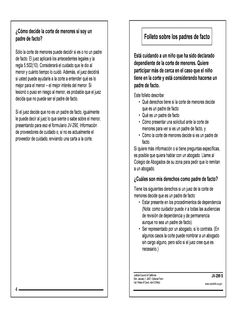  Folleto Sobre Los Padres De Facto California Courts Courts Ca 2007