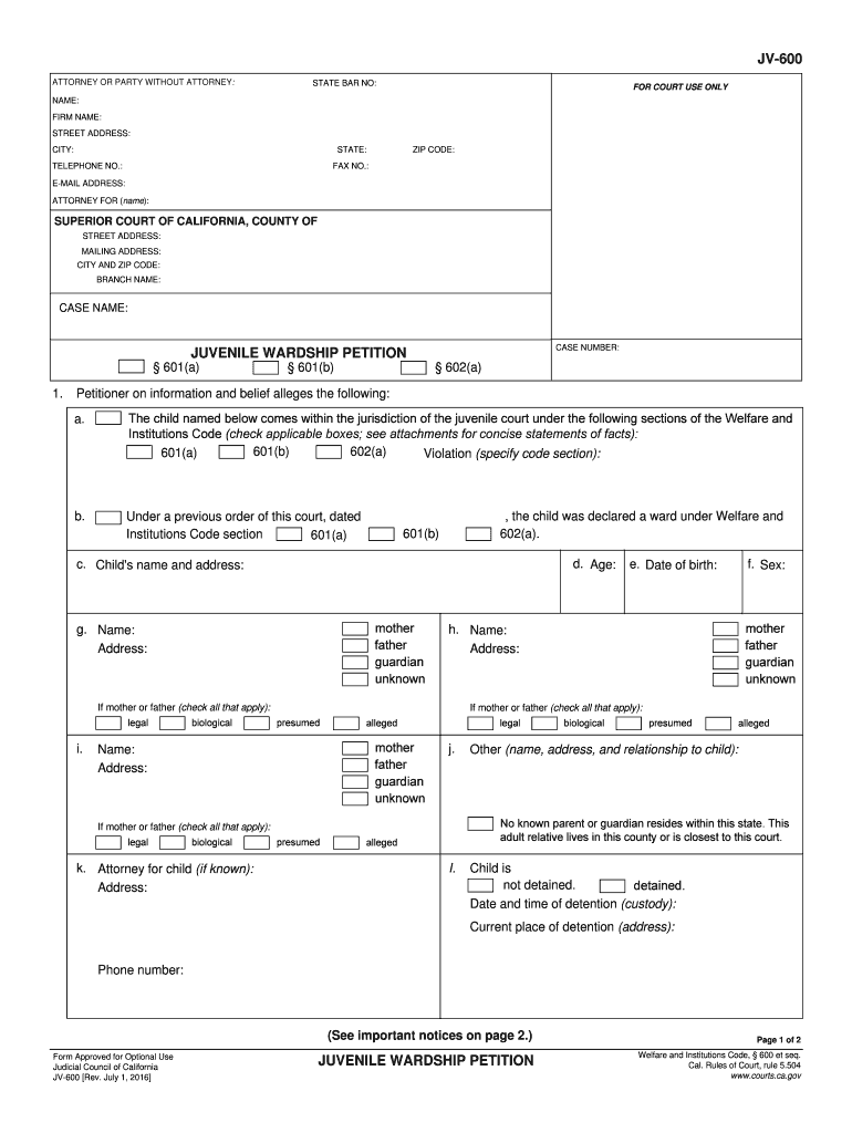  Wardship Petition  Form 2016