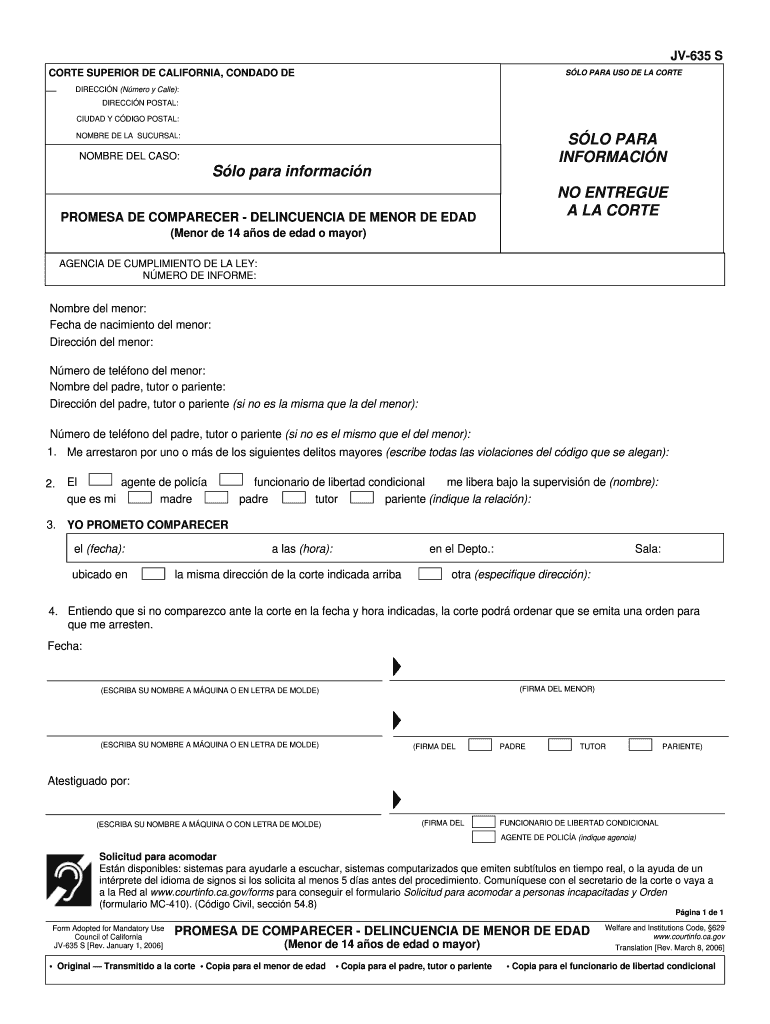  S LO PARA INFORMACI N NO ENTREGUE a    California Courts  Courts Ca 2006