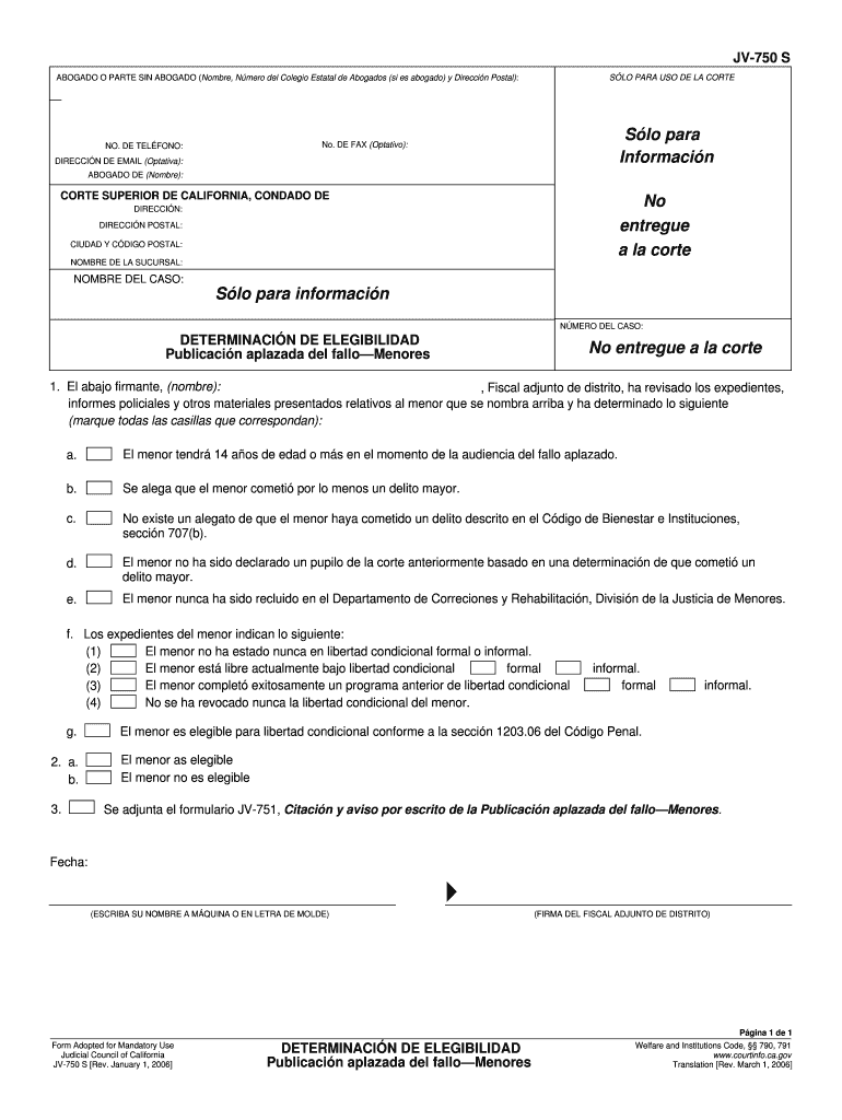  S Lo Para Informaci N No Entregue a La Corte    California Courts  Courts Ca 2006