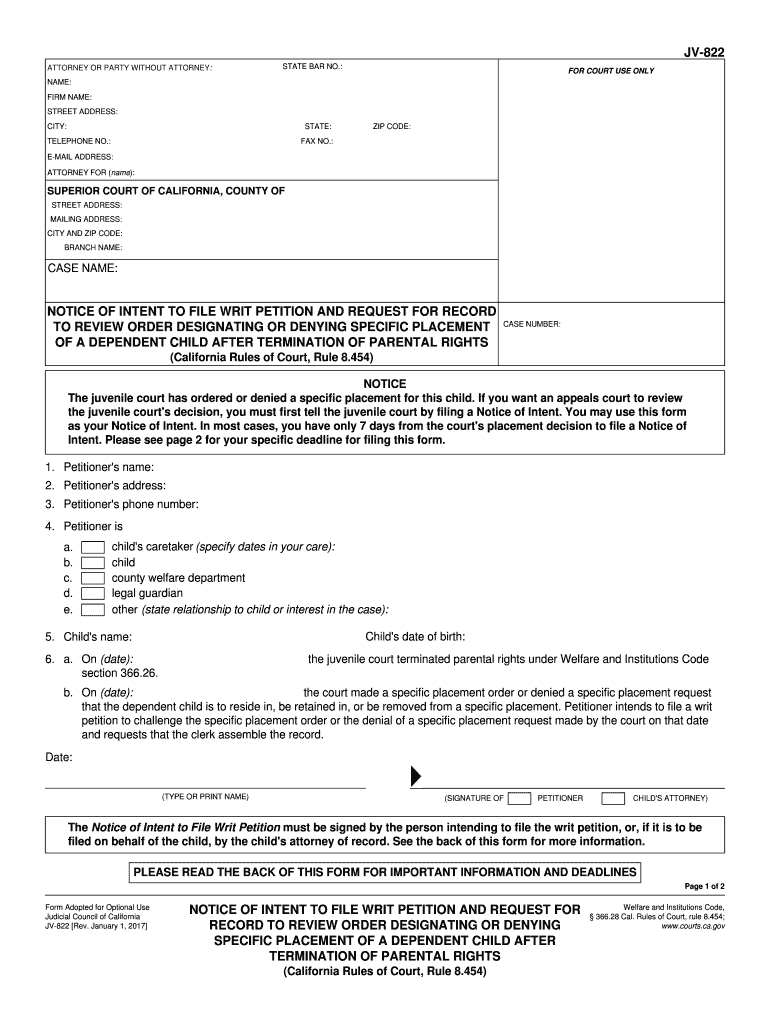 Notice of Intent California Wcab  Form