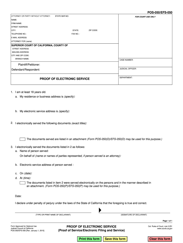  POS 050 EFS 050 Proof of Electronic Service    California Courts  Courts Ca 2015