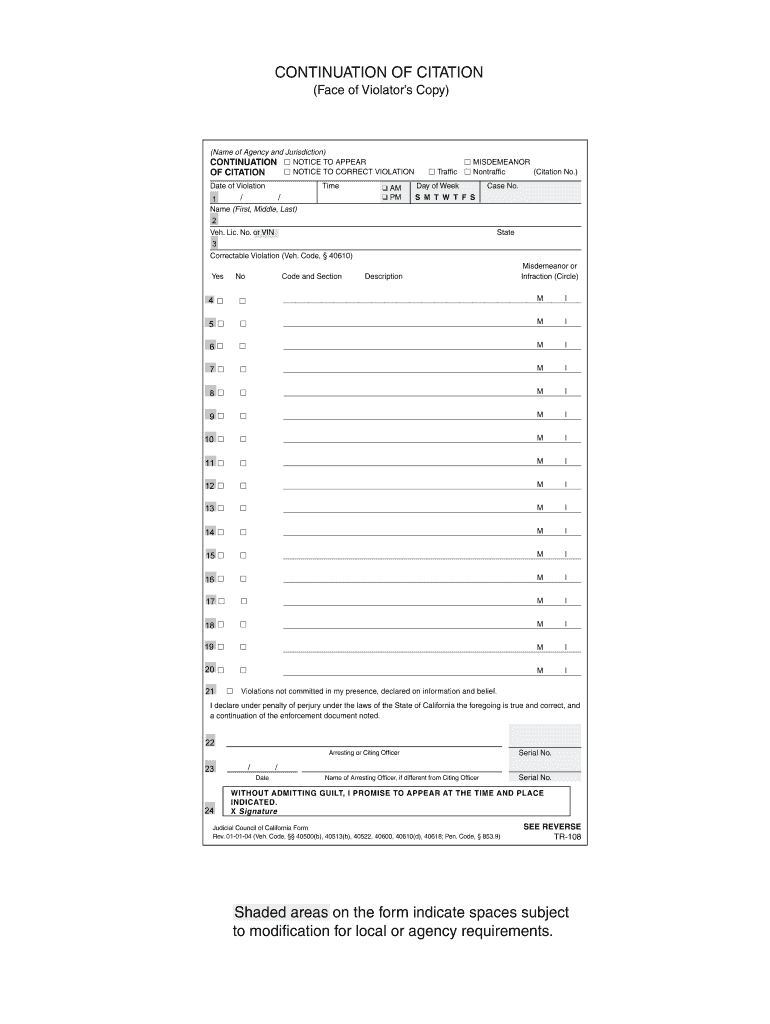 M Continuation Citation Online  Form