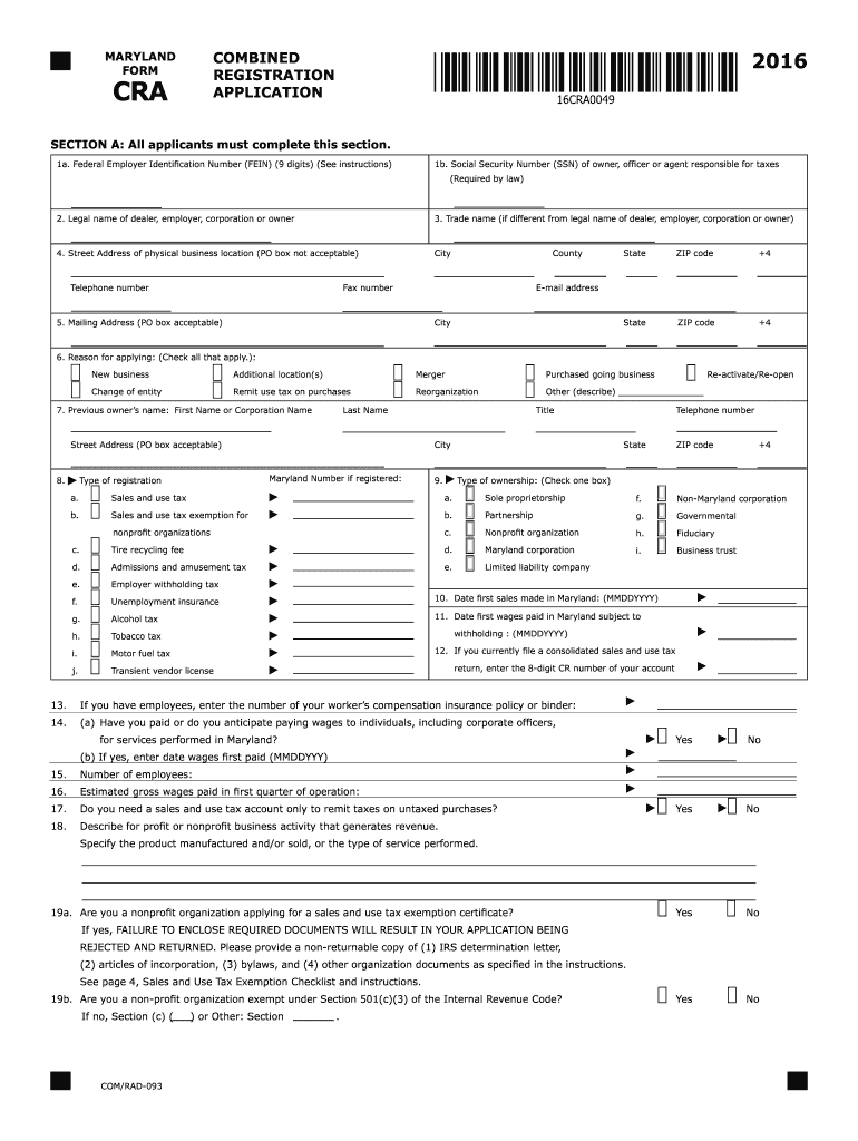  Maryland Cra Form 2021
