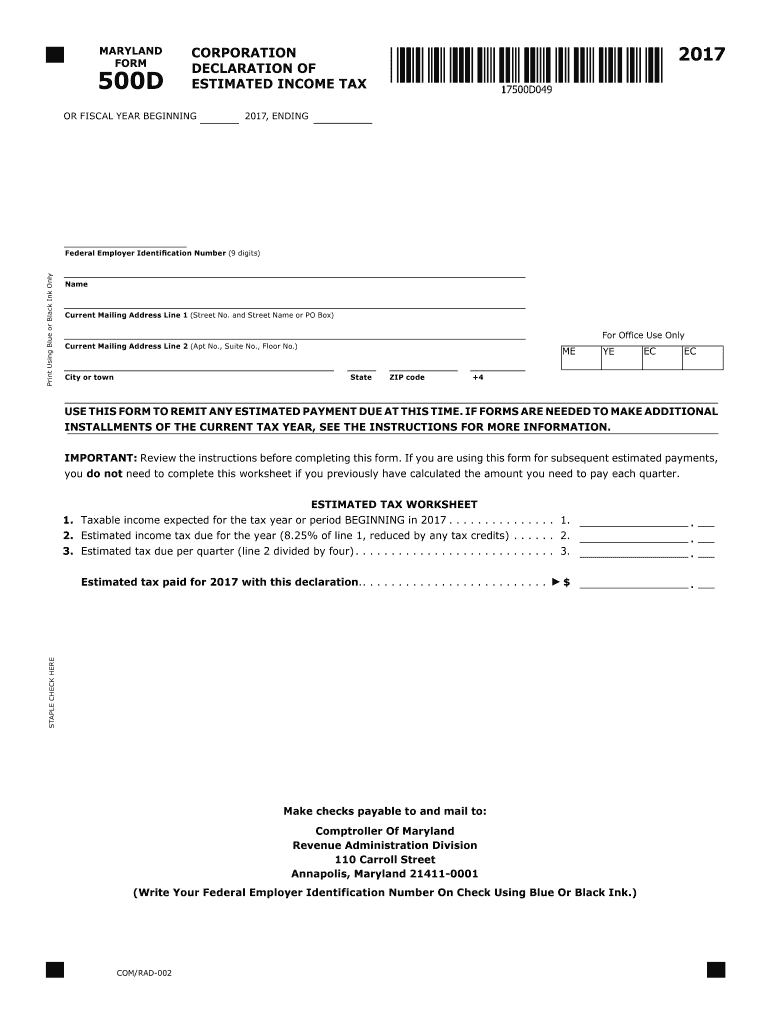  Md Estimated Form 2017