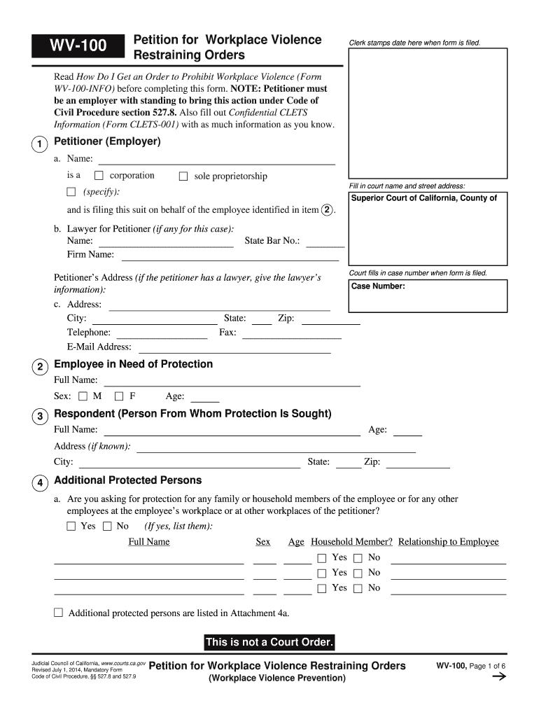  California Violence Form 2014