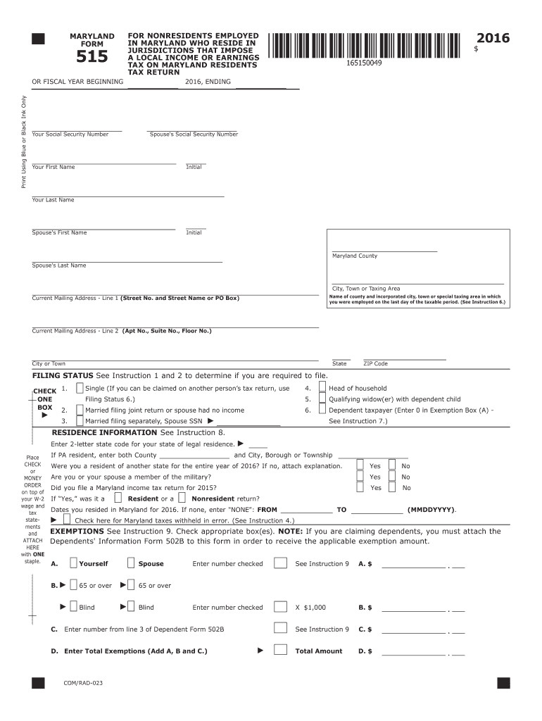  Form 515 2016