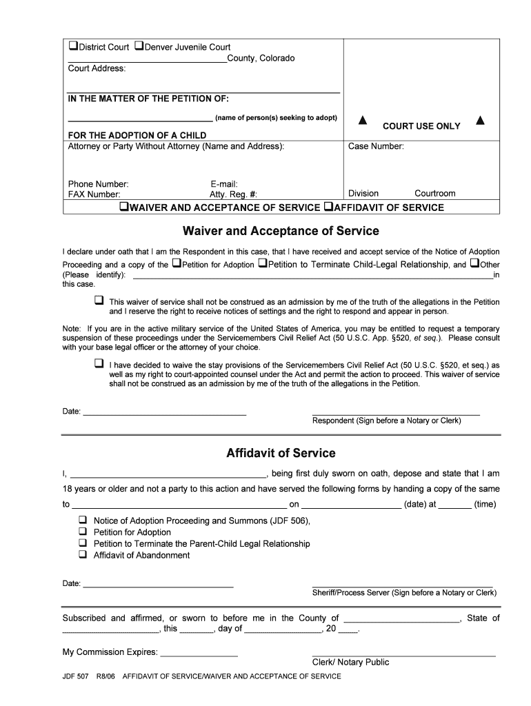 Service Waiver Acceptance  Form