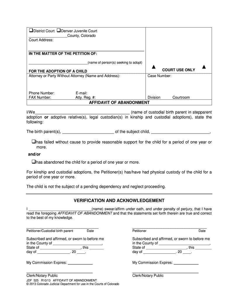 Jdf 525 Affidavit  Form