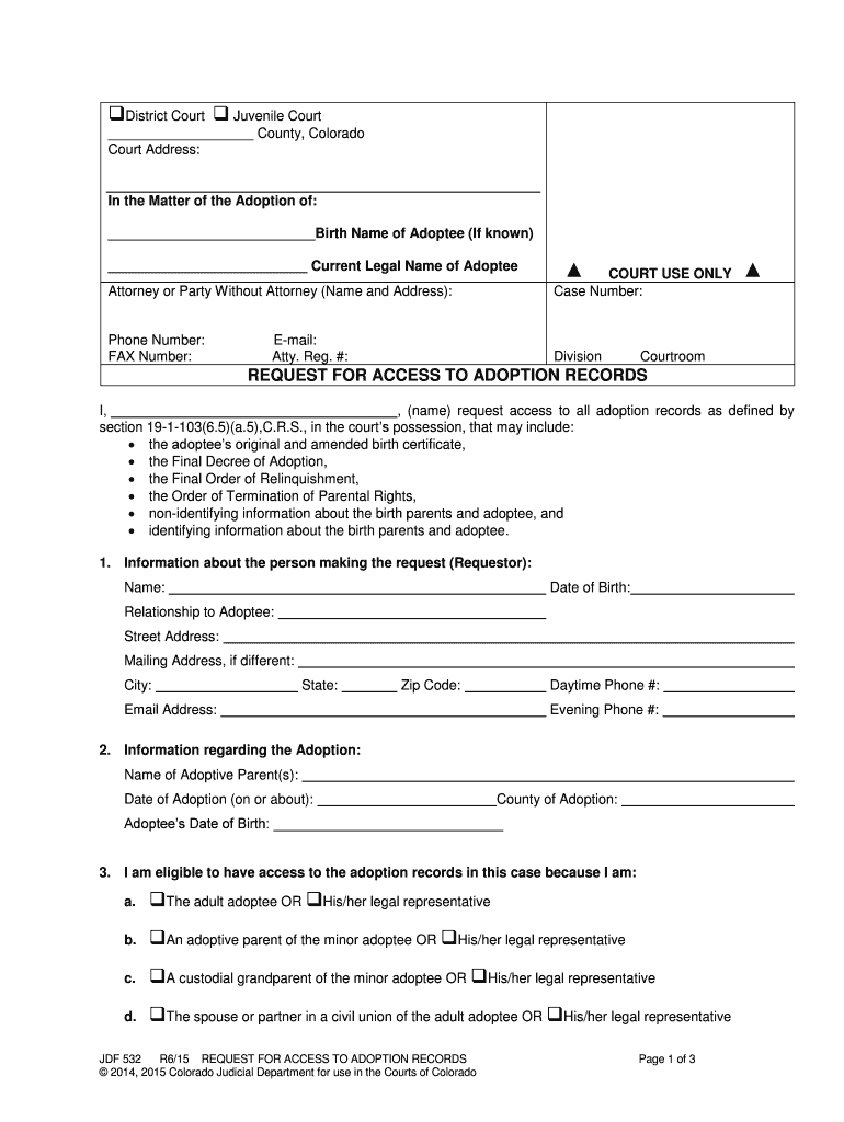 Colorado Request Adoption  Form