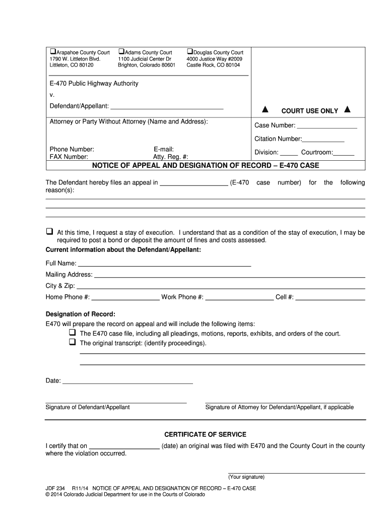 Designation Record E 470  Form