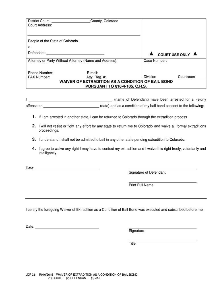 Colorado Waiver Extradition  Form