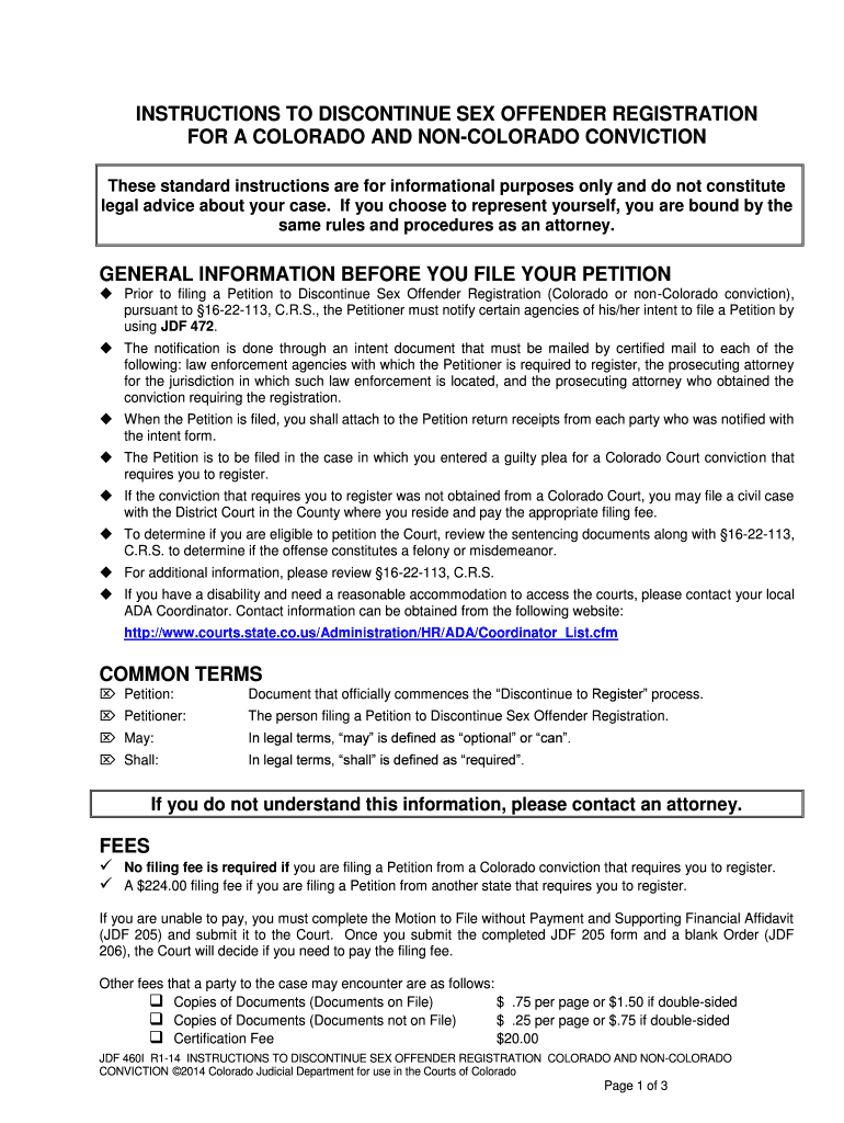 DISCONTINUE SEX OFFENDER REGISTRATION and REMOVE NAME from SEX OFFENDER REGISTRY Courts State Co  Form