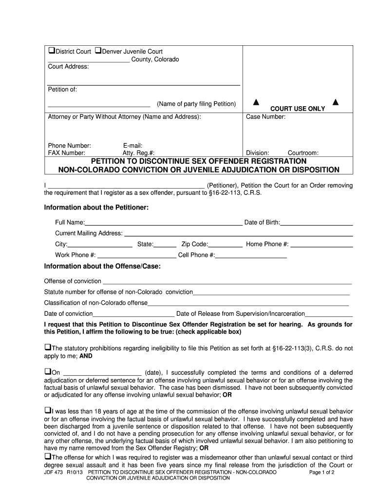 Colorado Petition Discontinue  Form