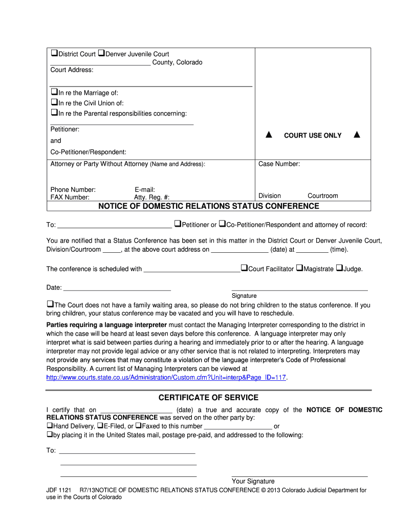 Colorado Jdf 1121  Form