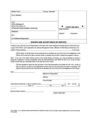 Waiver Acceptance Service Form