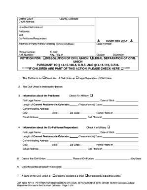 Colorado Petition Dissolution Form