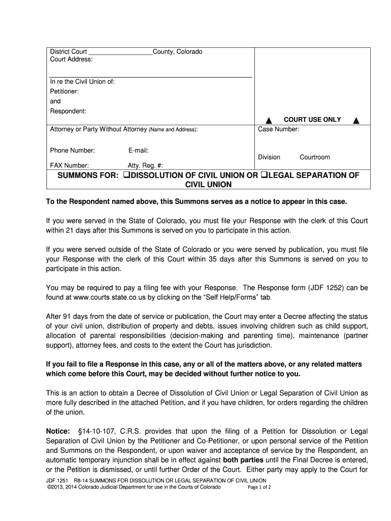 Colorado Jdf 1251  Form