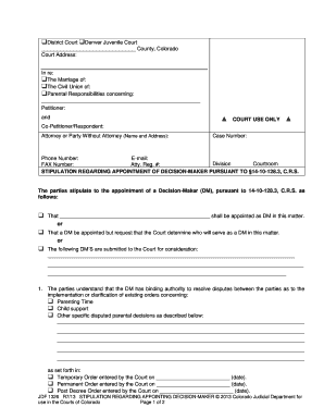 The Parties Stipulate to the Appointment of a Decision Maker DM, Pursuant to 14 10 128 Courts State Co  Form