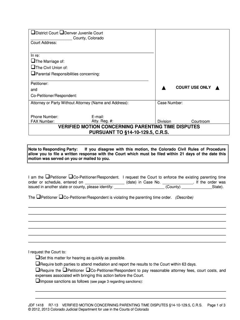 Get and Sign Colorado Court Jdf1418 2013-2022 Form