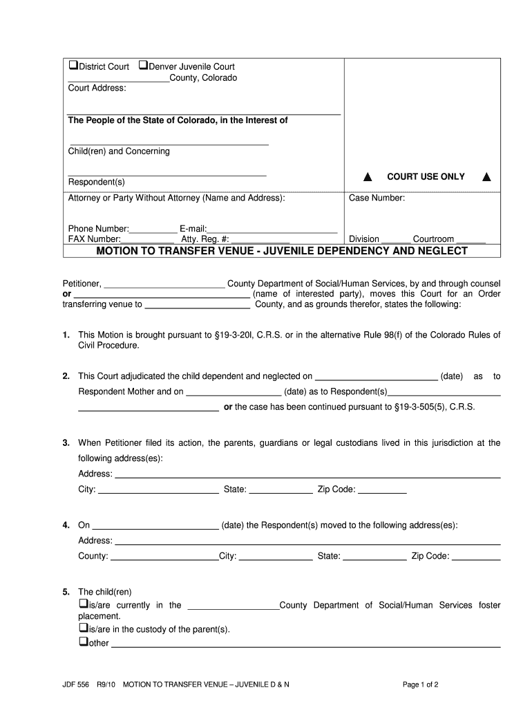Co Venue Dependency PDF  Form
