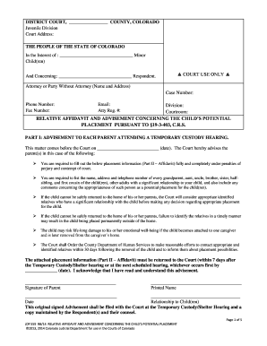 DISTRICT COURT,COUNTY, COLORADOJuvenile DivisionCourt  Form