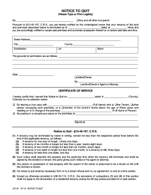 Jdf 97 Notice Quit  Form