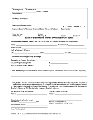 Exemption Writ  Form