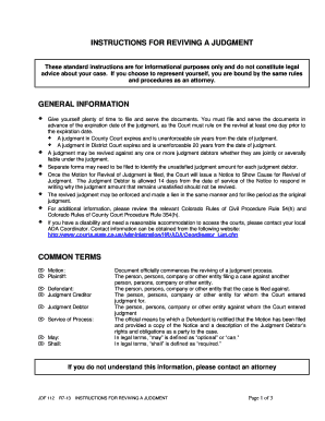 Colorado Reviving Judgment  Form