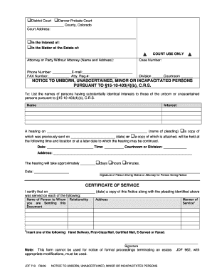 Probate in Colorado Denver Bar Association  Form