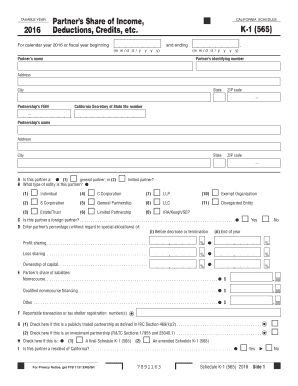  California K 1 Form 2016