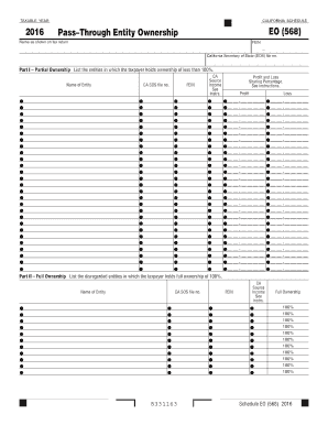  Form 568 EO Pass through Entity Ownership Ftb Ca 2016