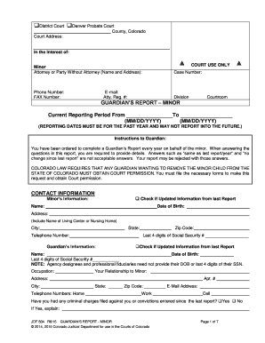 Guardian's Report Minor Jdf 834  Form