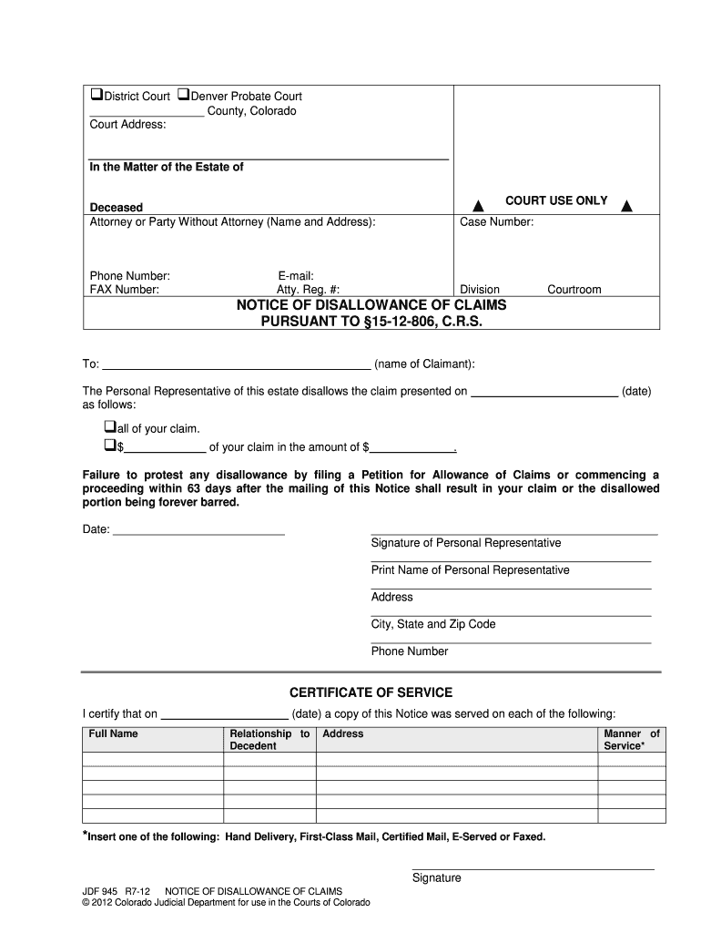 Colorado Jdf945  Form