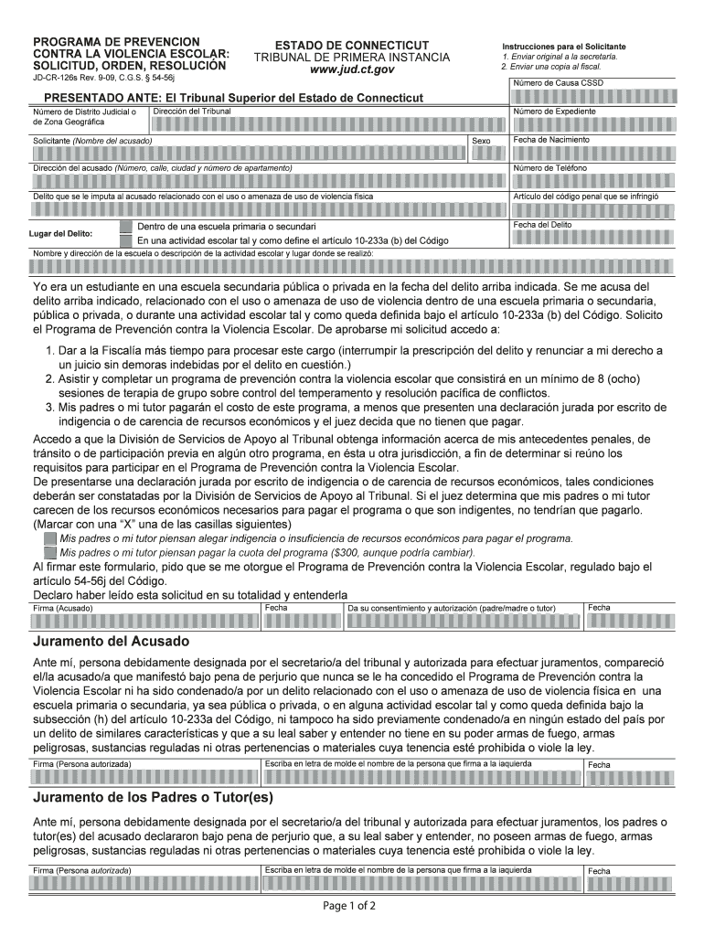 Programa De Prevencion Contra La Violencia Escolar Connecticut Jud Ct  Form