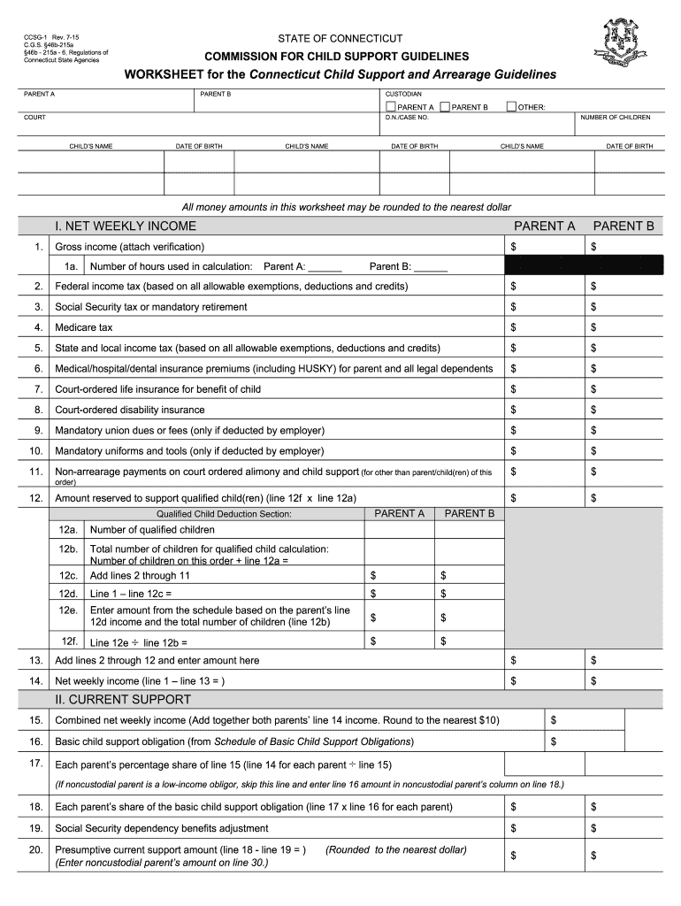  Child Support Ct Calculator 2015-2024